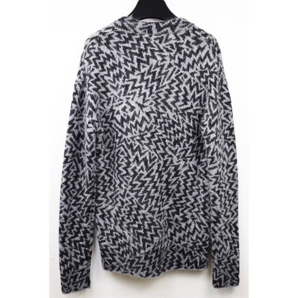 NWT Saint Laurent Geometric-jacquard Wool-blend Cardigan In Grey Size S - Picture 3 of 11
